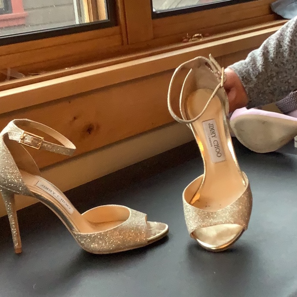 Jimmy Choo Gold Glitter Women's Heels